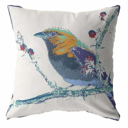 PALACEDESIGNS 28 in. Robin Indoor & Outdoor Throw Pillow Purple Blue & White PA3095430